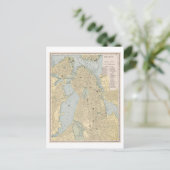 アンティーク1899マサチューセッツ州,ボストンの地図 ポストカード (スタンド正面)