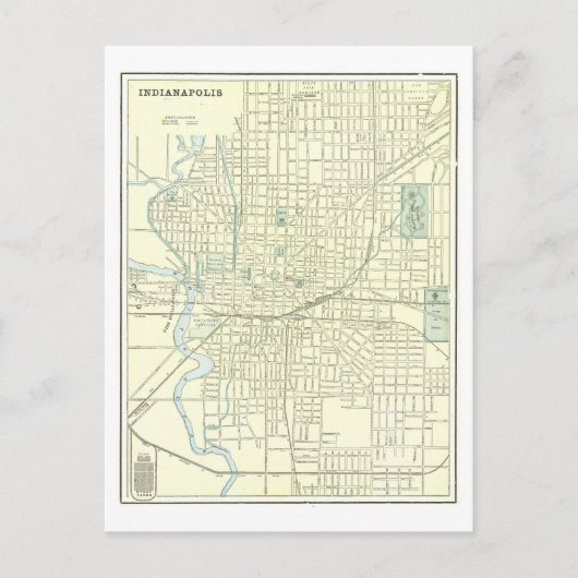 アンティーク1901インディアナポリス,インディアナの地図 ポストカード (正面)