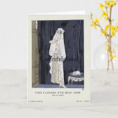 アンティーク1920のドレ結婚スグラフィック カード (黄色い花)