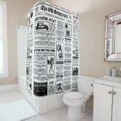 アンティーク1920フラッパー新聞ヴィンテージ白黒 シャワーカーテン (インサイチュ)