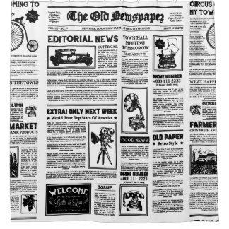 アンティーク1920フラッパー新聞ヴィンテージ白黒 シャワーカーテン