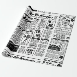 アンティーク1920フラッパー新聞ヴィンテージ白黒 ラッピングペーパー