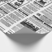 アンティーク1920フラッパー新聞ヴィンテージ白黒 ラッピングペーパー (角)