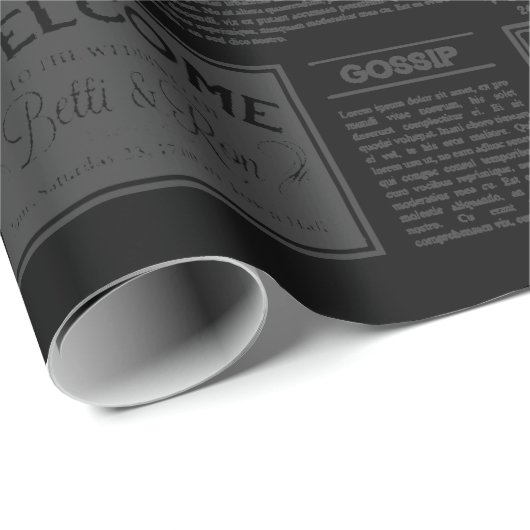 アンティーク1920年代フラッパー新聞ヴィンテージブラック ラッピングペーパー (ロールコーナー)