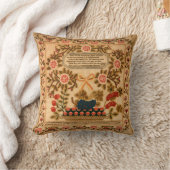 アンティーク19thセンチュリーアメリカンサンプラープリント クッション (ブランケット)