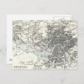 アンティーク19th世紀イギリスの地図 ポストカード (正面/裏面)