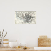 アンティーク19th世紀ブリストルの地図 ポスター (キッチン)