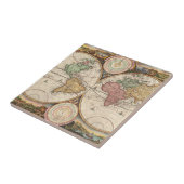 アンティーク2半球の世界地図   タイル (側面)