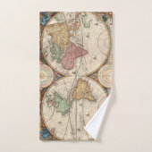 アンティーク2半球の世界地図 ハンドタオル (ハンドタオル)