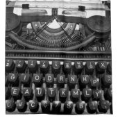 アンティーク60s rで使用される古いタイプライター シャワーカーテン (正面)
