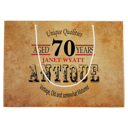 アンティーク70誕生日 ラージペーパーバッグ (正面)