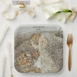 アンティーク アールヌーボー フラワー ブライダルシャワー ペーパープレート