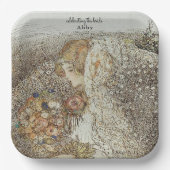 アンティーク アールヌーボー フラワー ブライダルシャワー ペーパープレート (正面)