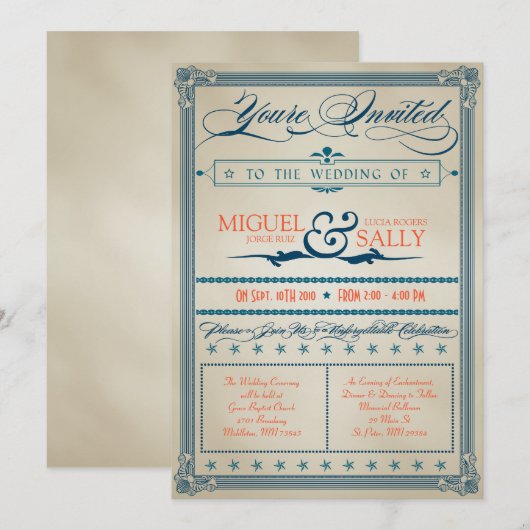 アンティーク ウェディング 招待状 (正面/裏面)