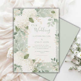 アンティーク ウェディング 白いアジサイの結婚式 招待状