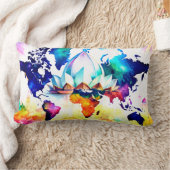 アンティーク&ウォータカラーワールドマップ装飾用クッション ランバークッション (ブランケット)