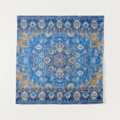 アンティーク オリエンタル ブルー トルコ ペルシャ カーペット タペストリー (正面(横))