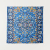 アンティーク オリエンタル ブルー トルコ ペルシャ カーペット タペストリー (正面)