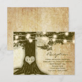 アンティーク オーク ツリー ラスティック ライト 受付情報カード 招待状 (正面/裏面)