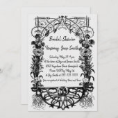 アンティーク オーナメント ラスティック モノクローム フラワーリ 招待状 (正面/裏面)
