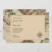 アンティーク オールド ワールド マップ ウェディング 招待状 (正面/裏面)