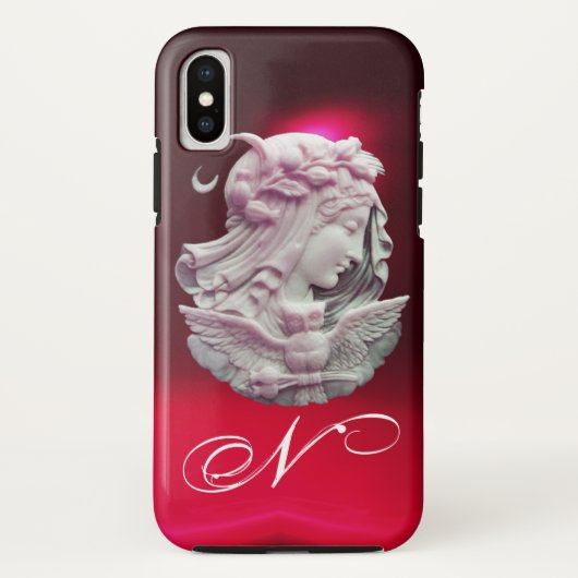 アンティーク カメオ, 月夜の女性とフクロウのモノグラム Case-Mate iPhoneケース (裏面)