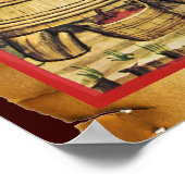 アンティーク グレープ ヴィンヤード ハーベスト パーチメント ポスター (角)