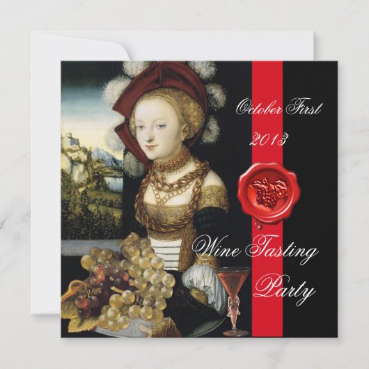 アンティーク・グレープ・ヴィンヤード ワイン・テイスティング・パーティー ワックスシール 招待状 (正面)
