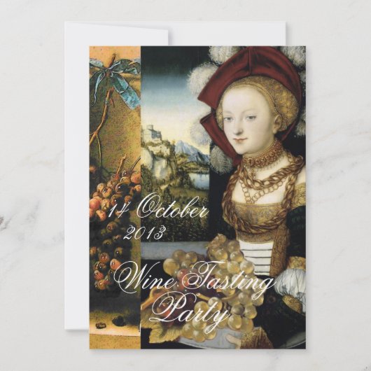アンティーク グレープ ヴィンヤード ワイン テイスティング パーティー 招待状 (正面)
