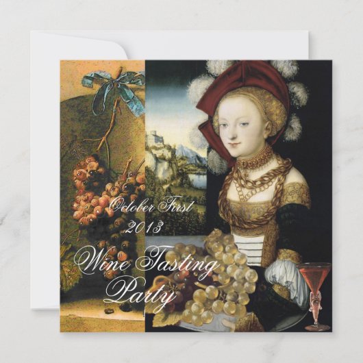 アンティーク グレープ ヴィンヤード ワイン テスティング パーティー 招待状 (正面)