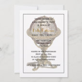 アンティーク・グローブ、白い背景のビーガン・バチェロレッテ 招待状 (裏面)