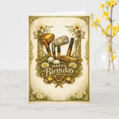 アンティーク ゴルフ 誕生日 プレゼント カード (黄色い花)