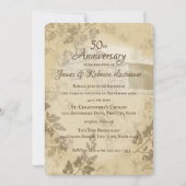 アンティーク ゴールド カントリー バーン 50周年 結婚記念日 招待状 (正面)