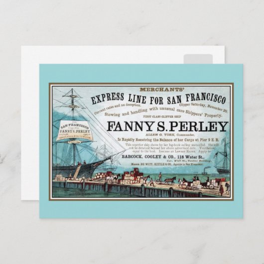 アンティーク サン フランシスコ エクスプレス シッピング ライン ポストカード (正面/裏面)