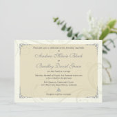 アンティーク シルバー ゴールド ケルト ノット ウェディング 招待状 (スタンド正面)