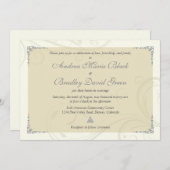 アンティーク シルバー ゴールド ケルト ノット ウェディング 招待状 (正面/裏面)