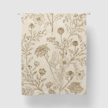 アンティーク セピア 植物画 フラワー パターン