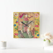 アンティーク・タロット/ドイツのコートカード/キング・オブ・《鳥》ハヤブサ スクエア壁時計 (ホーム)