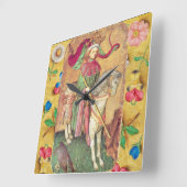 アンティーク・タロット/ドイツのコートカード/キング・オブ・《鳥》ハヤブサ スクエア壁時計 (傾斜)