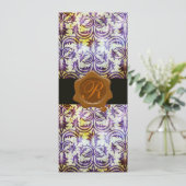 アンティーク ダマスク ブラウン ワックス シール モノグラム, 紫 招待状 (スタンド正面)