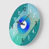 アンティーク&デコンテンポラリーコル – モダンティール(緑がかった色) ラージ壁時計 (傾斜)