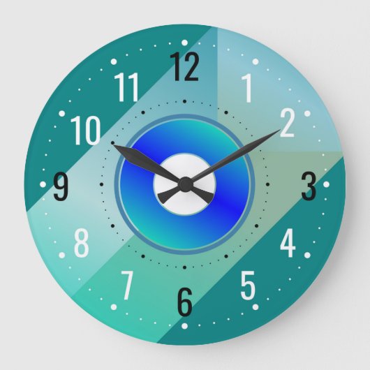 アンティーク&デコンテンポラリーコル – モダンティール(緑がかった色) ラージ壁時計 (正面)