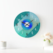 アンティーク&デコンテンポラリーコル – モダンティール(緑がかった色) ラージ壁時計 (ホーム)