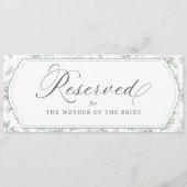 アンティーク・トワル柄のセージグリーン結婚式用予約席サイン (正面)
