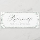 アンティーク・トワル柄のセージグリーン結婚式用予約席サイン (裏面)