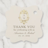アンティーク・バロック・ゴールドクリームの結婚式のお礼 フェイバータグ (裏面)
