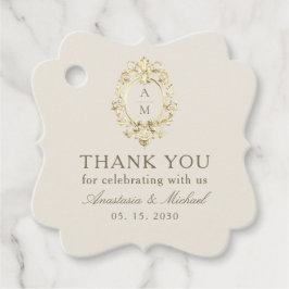 アンティーク・バロック・ゴールドクリームの結婚式のお礼 フェイバータグ