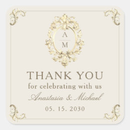 アンティーク・バロック ゴールド 結婚式 御礼 スクエアシール