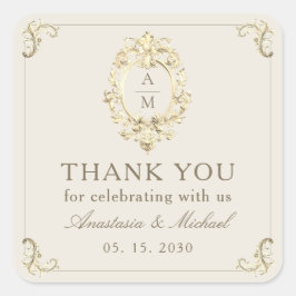 アンティーク・バロック ゴールド 結婚式 御礼 スクエアシール