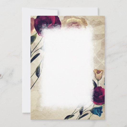 アンティーク バーガンディ ベージュ ローズ ウェディング テーブル ナンバー 招待状 (正面)